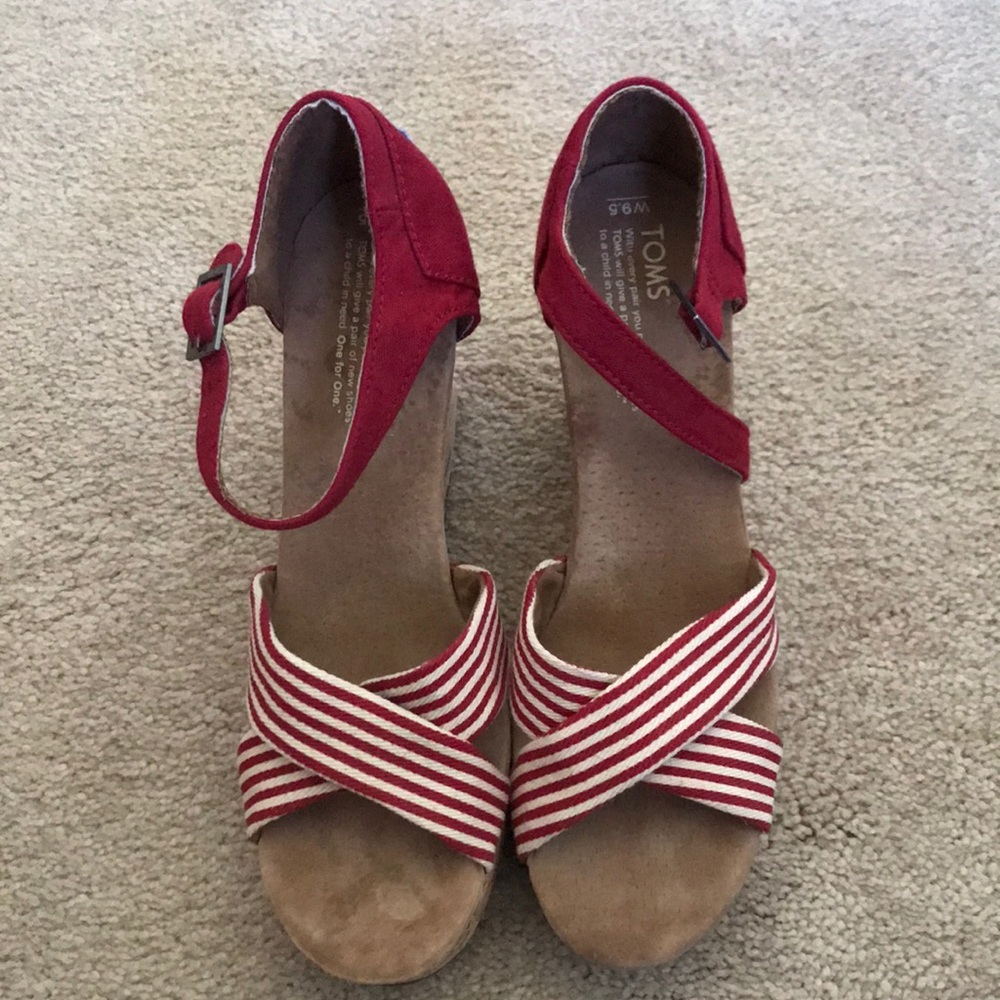 Toms Red and white stripe Sandals